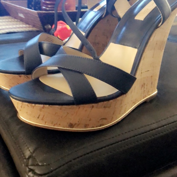 Michael Kors Navy Blue Wedge Sandals Size 40 - Picture 3 of 4